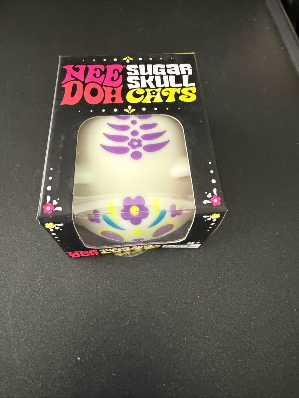 NeeDoh Authentic New - Sugar Skull Cats Squishy Toy - Purple